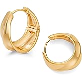TOVABA Chunky Gold Hoop Earrings For Women Huggie Earrings Unique Statement Earring Dainty Trendy Jewelry Gift