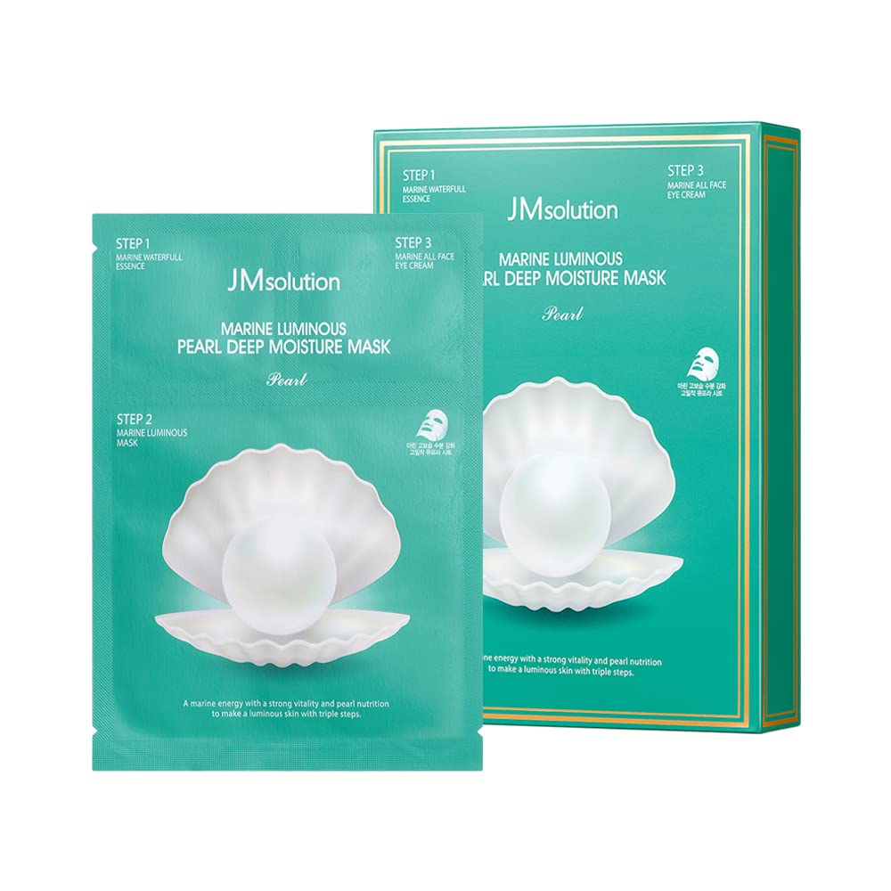 Photo 1 of JMsolution Marine Luminous Pearl Deep Moisture 3 Step Skin Care Face Mask - Korean Skincare Facial Mask - boosting Brightening Moisturizing-10 Sheets for Dry Skin