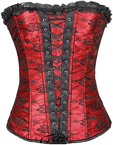 Fashion Women Lace Satin Gothic Overbust Waist Cincher Corset