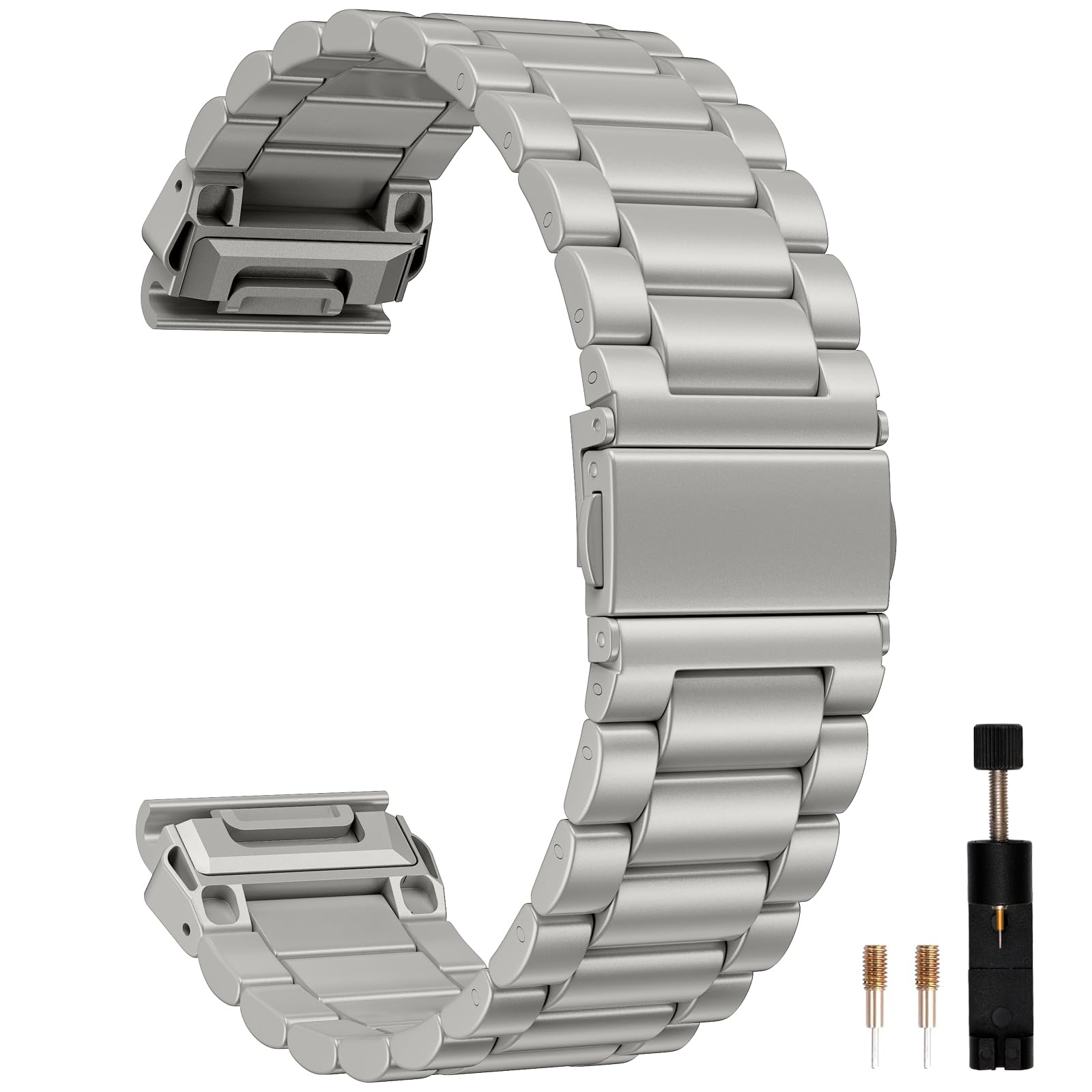 GEAK 22mm Stainless Steel Watch Band Compatible with Fenix 8 AMOLED 47mm/Fenix E/Fenix 7 Pro/7/6 Pro/6/5/5 Plus, QuickFit Strap for Forerunner 965/955/945/Approach S70 47mm/S60/S62 Watch