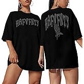 UOUA Women Oversized Graphic T-Shirt Casual Cotton Tees Printed Summer Tops