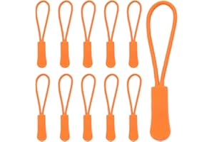 Hocansen 50Pcs Zipper Pulls 66mm/2.59in Zipper Extension Pulls Zip Fixer Orange Zip Puller Tab Tags Replacement for Backpacks, Clothes, Purse(LT/Orange)