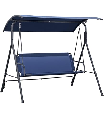 swing 　　no3 VEIKOUS 2-In-1 Convertible Swing 3-person Off White Steel Outdoor