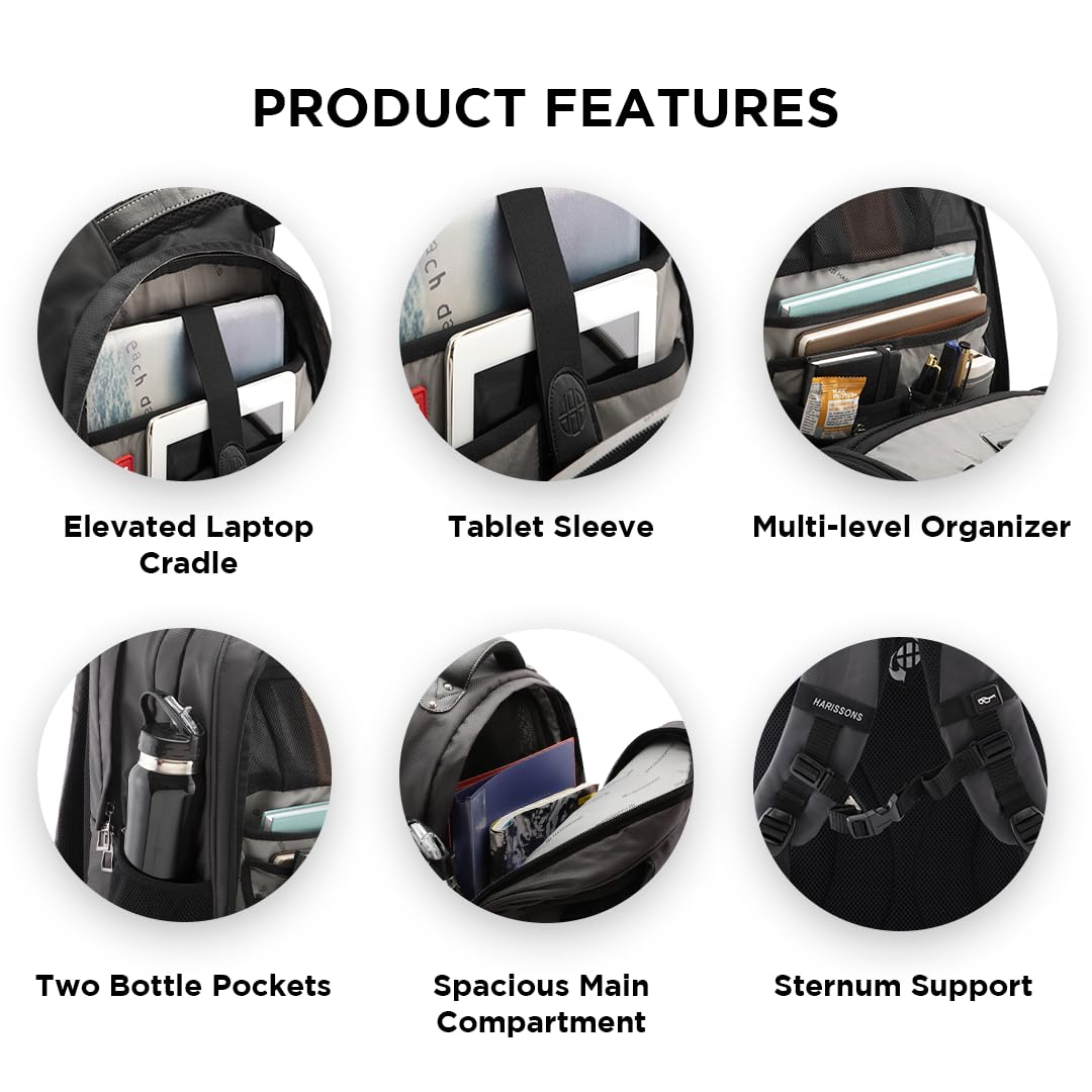 HARISSONS BPLT Star-Big 17" inch Professional Laptop Backpacks for Men, Women (Dark Grey, 28 Ltrs) 4