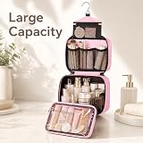 Maliton Hanging Toiletry Bag Pink 4 Layers Foldable Large Capacity 25x18x10cm view 4