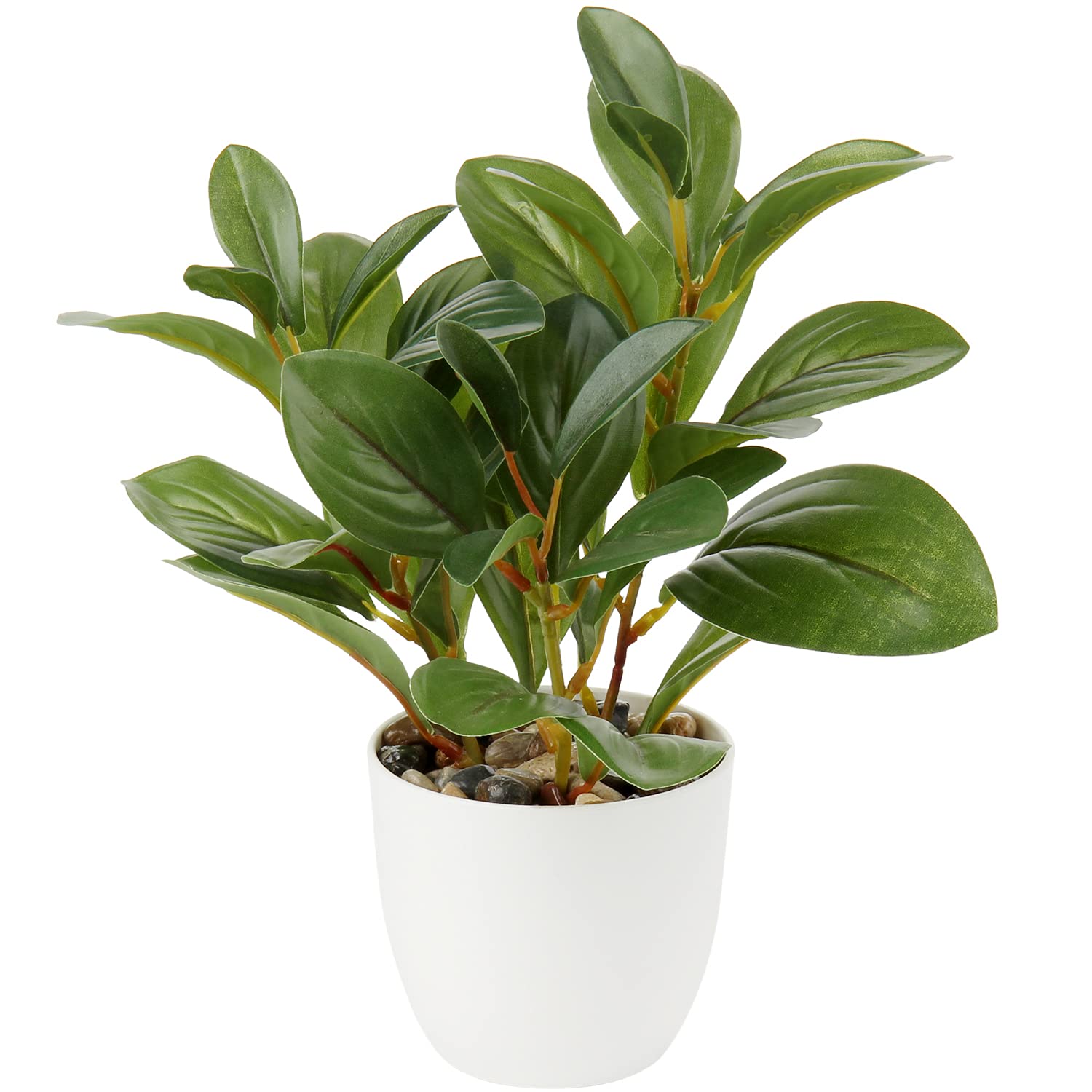 Briful Camellia Artificial Plant Fake Plants in Pot Faux Camellia Plants Artificial Potted Plants for Home Decor, 11"/28cm Faux Green Plants Artificial Bonsai for Living Room Shelf Desk Decor