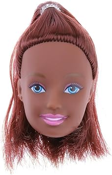 VIPECO Durable Black African Doll Head with Brown Ponytail PVC Plastic Nude Doll Head Toy Material: Plastics