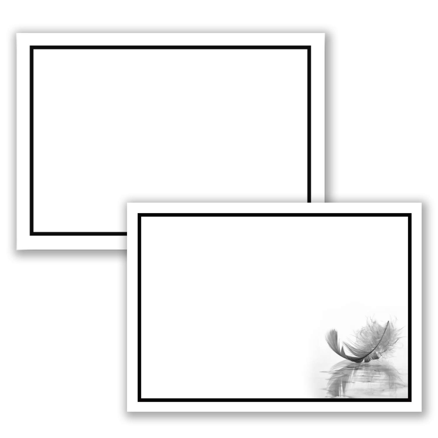 Mourning papers by GUSTAV NEUSER 50 x set of mourning single cards DIN A6 + mourning envelopes DIN C6 motif black mourning frame with feather 10.5 x 14.8 cm printable condolence set for thank you mou