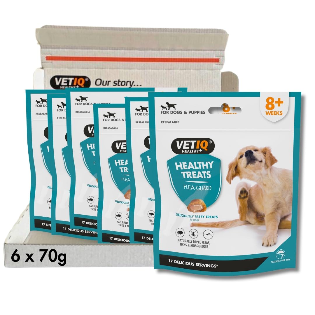 VETIQ Healthy Treats Flea Guard Treats For Dogs & Puppies 4+ Weeks, Natural Flea & Tick Repellent With B Vitamins to Aid Immune Function, 70 g (Pack of 6)