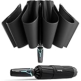 Kesteo Windproof Travel Umbrella for Rain, Withstand 85MPH Winds, 54 Inch Automatic Reverse Fold Umbrellas Easy Auto Open Close, Portable Compact Umbrella Includes Cover Bag, Perfect for Travel, Car, Commute, Women Men, Backpack