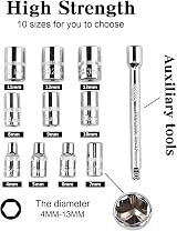 EGOFINE 12pcs 1/4 Inch Socket Set with 10 Cr-V Sockets 4-13mm & Ratchet view 5