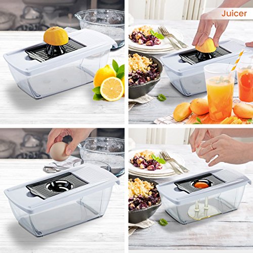Mandoline Slicer, Godmorn ALL IN 1 Professional Vegetable Chopper Dicer Slicer Cutter, Onion Potato Chopper, Spiralizer Cutter, Egg Separator, Juicer, Preparing Salad Low-carb, Paleo Gluten-free diet