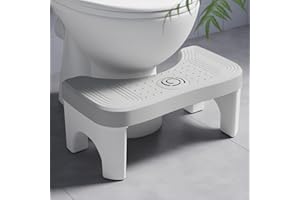 OSIVAEX Squatting Toilet Potty Stool for Adults, 7 in Height Poop Stool Adult for Bathroom, Portable Toilet Foot Stools Squat for Pooping, Heavy Duty Plastic Step Stool for Toilet, Non-Slip Design, Gray