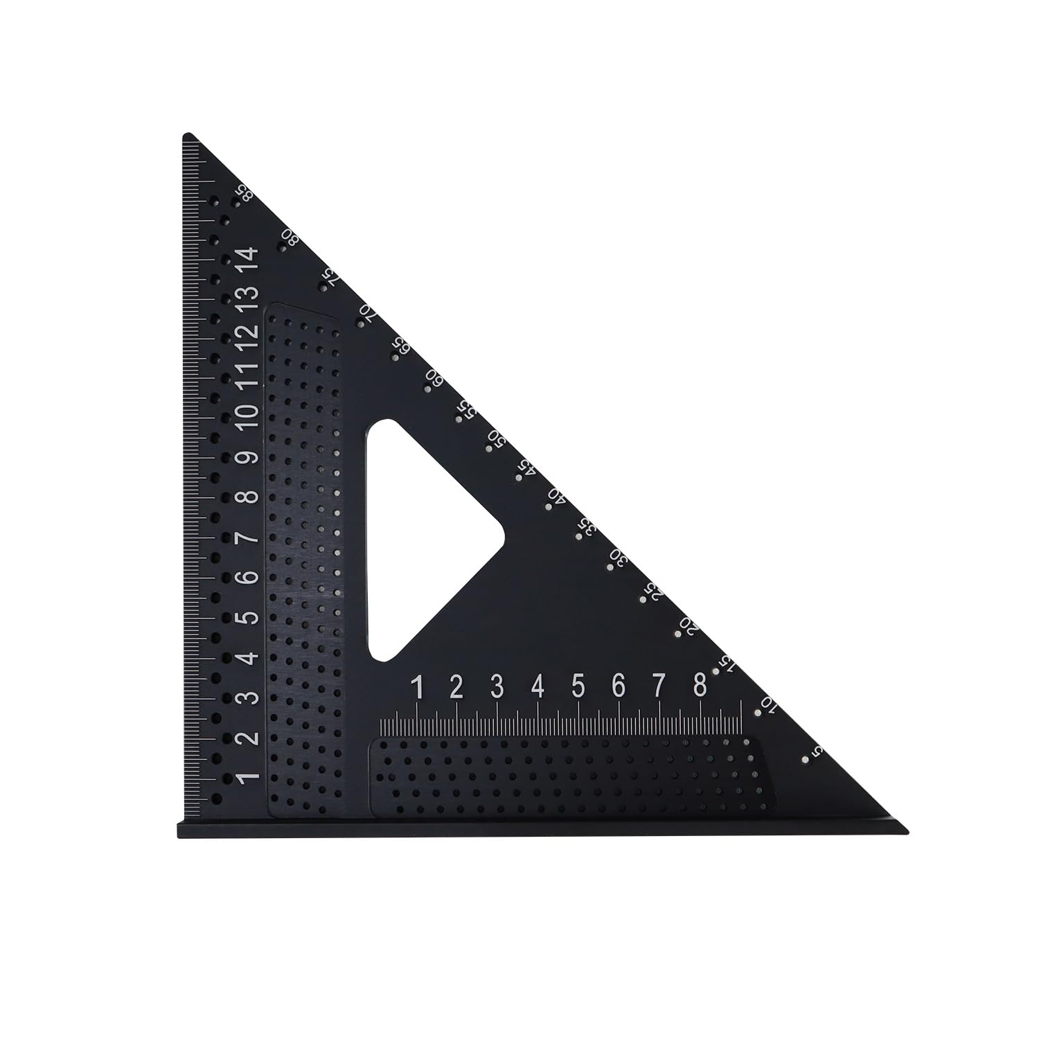AI Gear 7 Inch Triangular Measuring Ruler Sqaure, Laser Etched Easy to Read Markings, Lightweight Thick and Durable High Precision Aluminium Alloy for Layout and Measuring