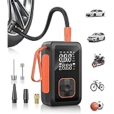Hafuloky Tire Inflator Portable Air Compressor - 150PSI & 15000mAh Dual Power (Cordless & 12V DC) Car Air Pump, 3X Faster 36L/Min Electric Tire Pump with Digital Gauge, LED Light for Car, Bike, Ball