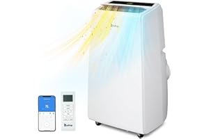 ROVSUN WiFi Enabled 13000 BTU Portable Air Conditioner with Heat, 4-in-1 Cooler, Heater, Dehumidifier, Fan, Room Mobile AC Unit with Remote/APP Control, Rolling Wheels & Easy Installation Kit