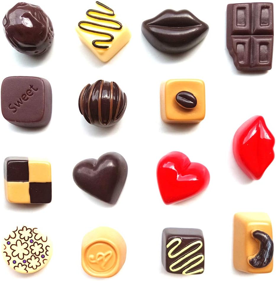 Toosunny 15 Pack Fridge Magnets Chocolate Refrigerator Office Magnets for Calendars Whiteboards Maps Resin Fun Decorative Decoration