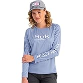 HUK Women's Pursuit Long Sleeve, Performance Shirt + Sun Protection, Lightning Sky