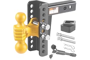 Adjustable Trailer Hitch, Tow Hitch 2 inch Receiver Drop Hitch, 2'' & 2-5/16'' Ball Hitches, 6inch Drop/Rise, 20,000 LBS GTW 