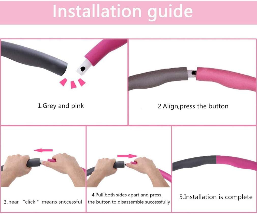 EXQUIFIRM Exercise Hula Hoop for Adults, Professional Soft Fitness Hoola Hoop - Easy to Spin, Premium Quality and Soft Padding Weighted Hoop, 8 Section Detachable Design: Toys & Games