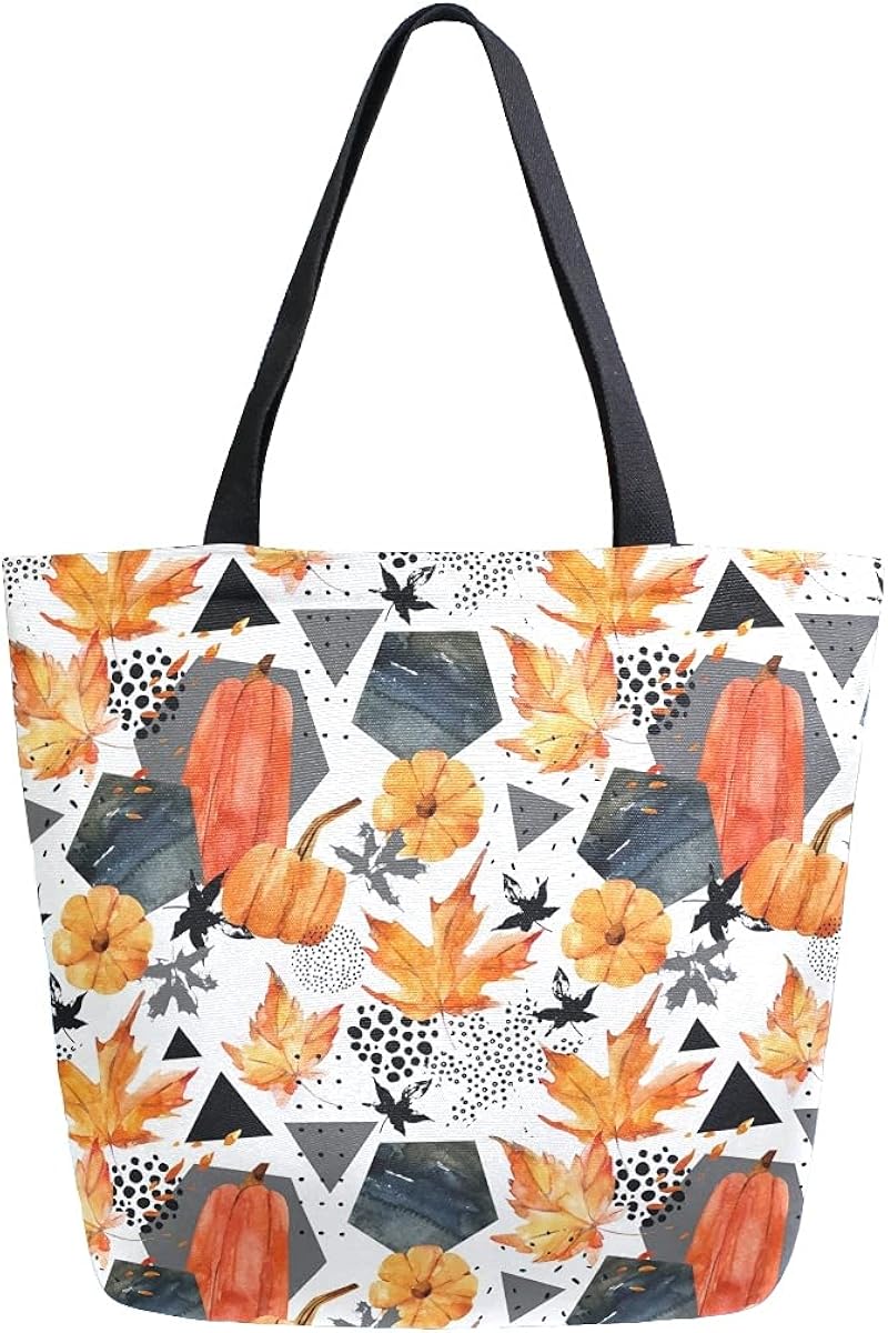 AHYLCL Otoño Hojas de Arce de Calabaza Geometría Bolsa de Lona Bolsa de