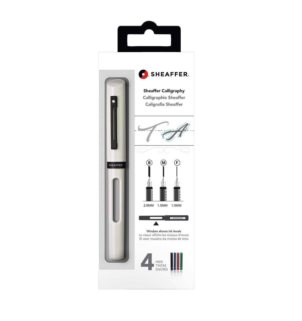 Sheaffer Calligraphy Mini Kit white - 1x refillable fountain pen, 3x nibs, 4x assorted inks