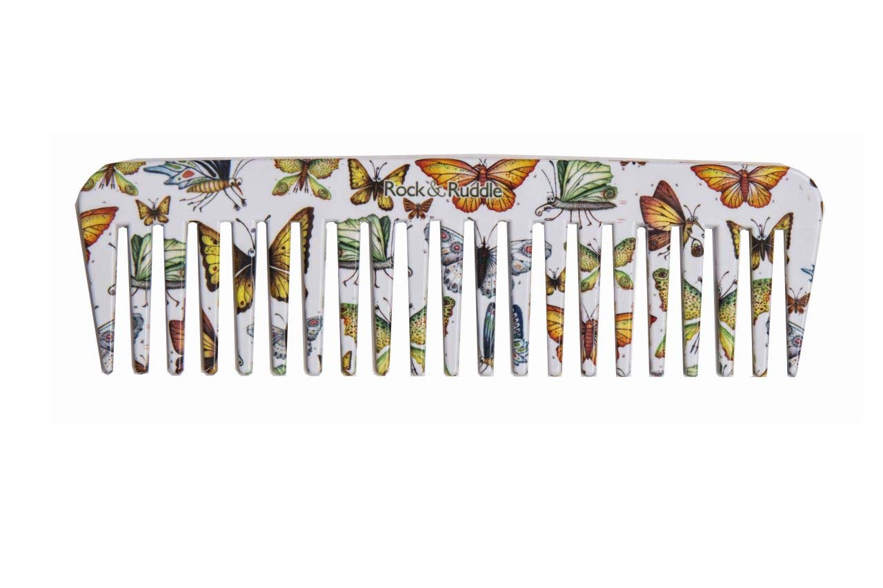 Rock & Ruddle Wide Tooth Comb. Perfect for Detangling Wet Hair and Applying Hair Color. Butterflies Design — image 1