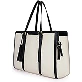 ECOSUSI Laptop Bag For Women 15.6 Inch Work Tote Bags PU Leather Computer Purse For Business Office With 3 Layer Compartments
