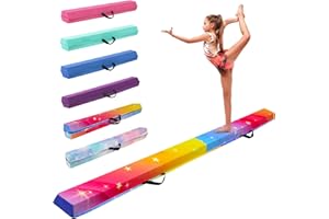 FINCOME 8FT/9.5FT Folding Balance Beam, Portable Gymnastics Beam Equipment with Non Slip Rubber Base & Suede Cover for Training/Practice/Professional Home Exercise