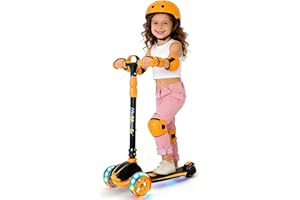 Nattork Light-Up 3-Wheels Scooter for Kids Toddlers Ages 3-12 with 4 Adjustable Height for Boys or Girls 220LB Weight Capacit