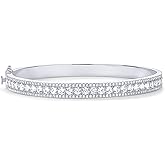 PAVOI 14K Gold Plated Cubic Zirconia Bangle Tennis Bracelets for Women | Classic Love Cuff Bangle Bracelets