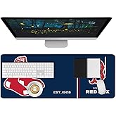 Baseball Mouse Pad Extended Large Gaming Desk Pad 31.5 x 11.8 Inch, XL Mousepad Topographic Mouse Pad with Anti-Slip Rubber Base for Boston Home Office