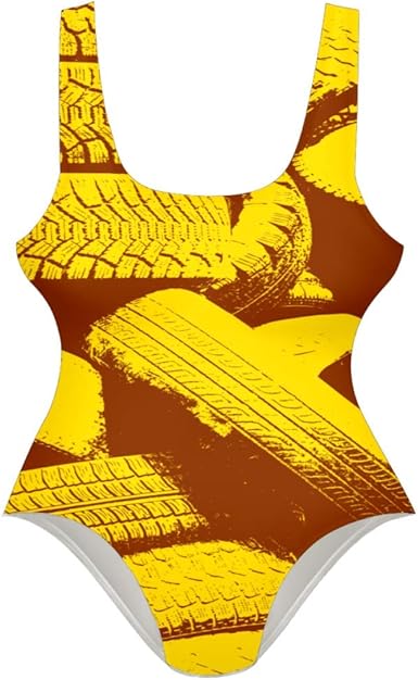 black and yellow one piece bathing suit