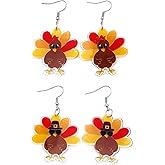 Luolinice 2 Pairs Cute Thanksgiving Fall Earrings for Women Turkey Earrings for Women Dangling Hypoallergenic Thanksgiving Earrings Thanksgiving Fall Earrings for Women Jewelry