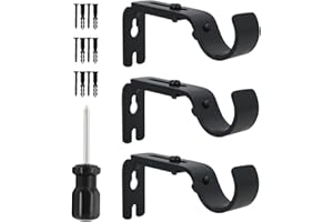 Curtain Rod Brackets for Adjustable, 3 Pack Premium Rod Bracket for Walls, Curtain Rod Holder, Drapery Rod Holders Hardware W
