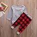 Toddler Baby Boy Girl Christmas Long Sleeve Outfit T-Shirt Tops+Long Plaid Pants Fall Winter Clothes Set (Grey+red, 6-12 Months)