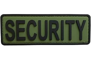 uuKen Small OD Green Security Tab Tactical PVC Patch 4x1.4 inches with Hook Fastener Back for Jacket or Enforcement Plate Carrier or Tactical Vest and Uniforms