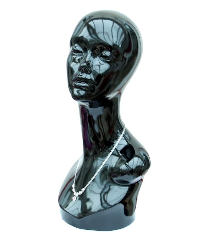 Forever Young UK Professional Female Mannequin Head Black Gloss Finish