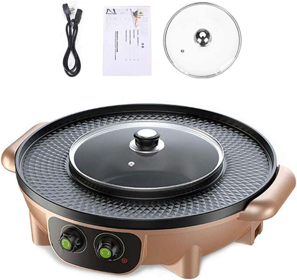 Kafen Electric Barbecue Pot, Korean Barbecue Hot Pot Double Pot Built-in Electric Cooking Pot Hot Pot Electric Barbecue Baking Mould