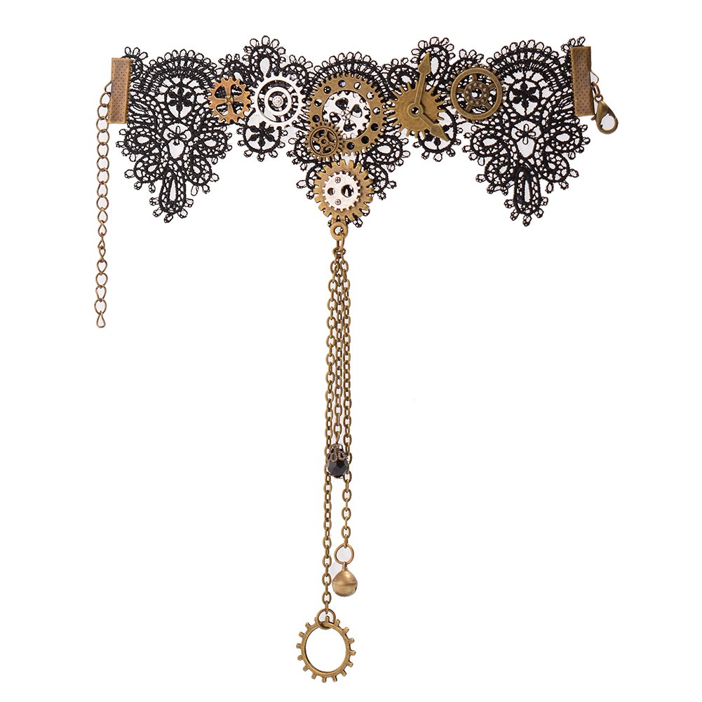 BLESSUME Steampunk Bracelet Gear Victorian Lace Accessories (I)…
