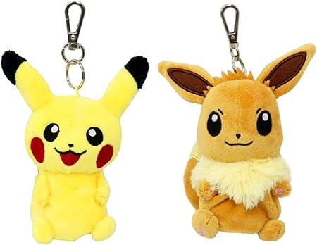Amazon ポケットモンスター リール式 ぬいぐるみキーマスコット ２種セット ピカチュウ イーブイ 約11cm ぬいぐるみ おもちゃ