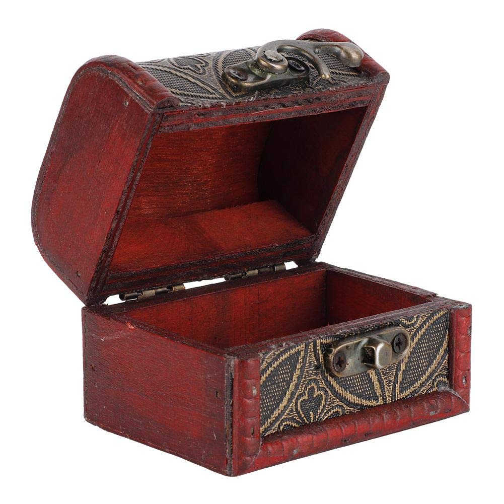 Vintage Betued Small Treasure Chest Decorative Box, Wooden Storage Case for Women's Jewellery Container (Copper Coin)