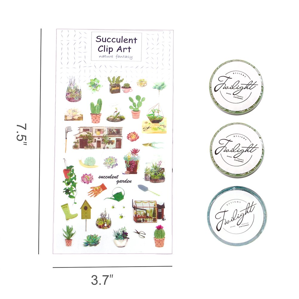 Washi Tape Set, Time Plan Washi Tape, Monthly/Week/ Daytime Decorative Masking Tape with Green Plants Stickers for Scrapbooking, Notebooks DIY Crafts, Album, Bullet Journals