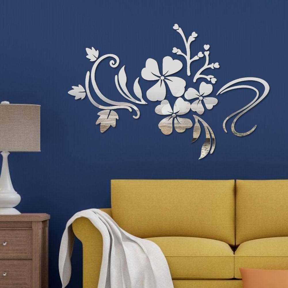 TOPINCN Mirror Wall Stickers Self Adhesive DIY Removable Mirror Plastic Flower Vine Art Wall Sticker Decoration Home Parlour Room Decal(Silver) - Image 4