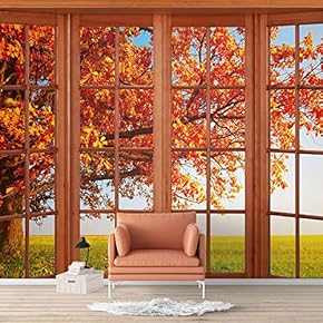 Wall Murals for Bedroom Vies from French Window Design Removable Wallpaper Peel and Stick Wall Stickers - 66x96 inches