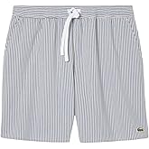 Lacoste Mens Mid Length Striped Textured Swim Trunks