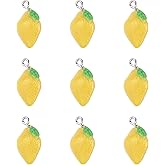 Cheriswelry 10pcs Lemon Resin Fruit Pendants Yellow Imitation Food Hang Dangle Charms Pendants Ornament with Loop 20x12mm for DIY Earring Bracelet Necklace Key Chains Jewelry Making Decoration