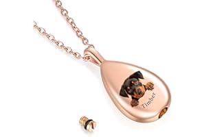Personalized Pet Memorial Necklace – Custom Photo & Name Stainless Steel Ashes Pendant, Cremation Jewelry for Pet Loss Dogs C