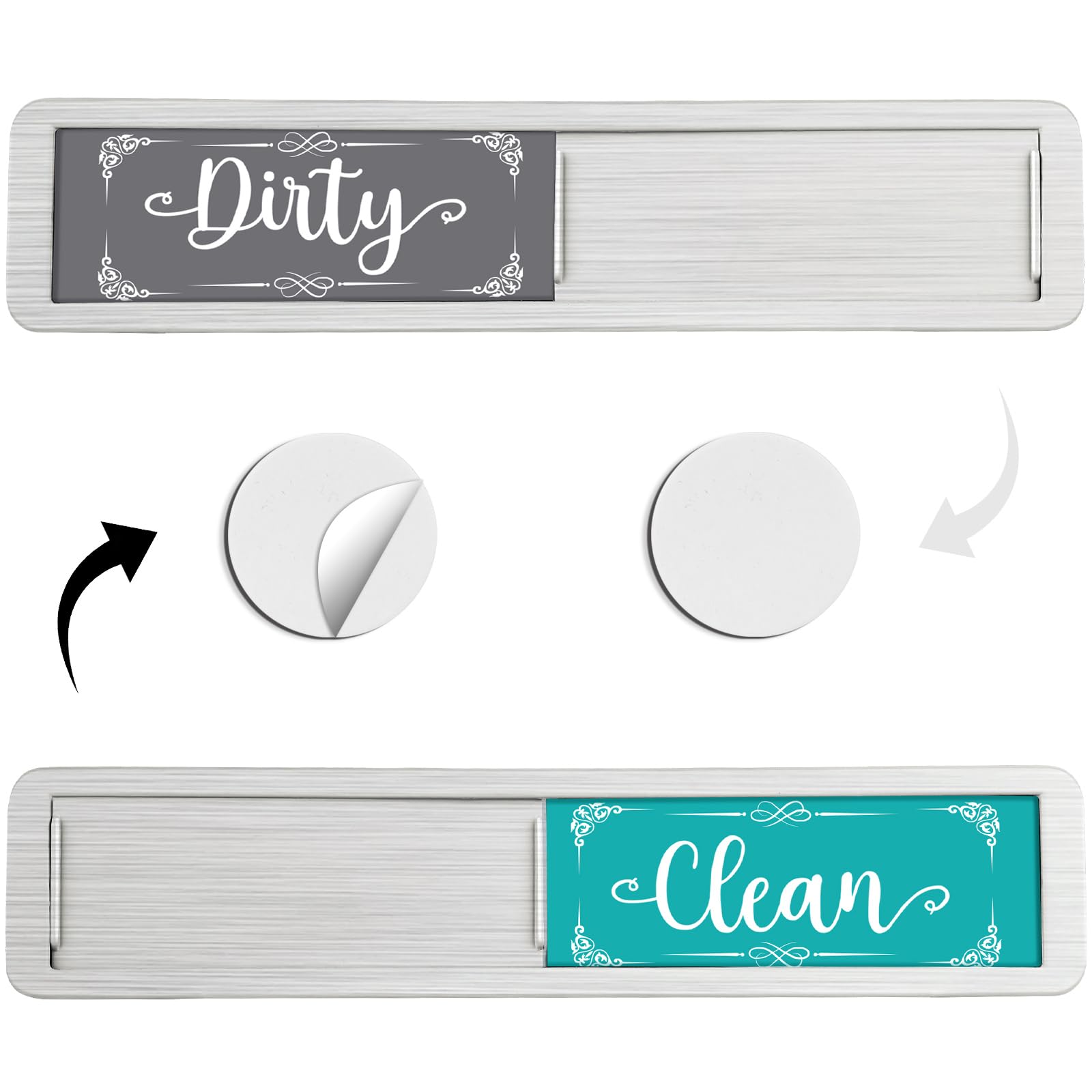Pasimy Dishwasher Magnet Clean Dirty Sign Stainless Steel Dishwasher ...