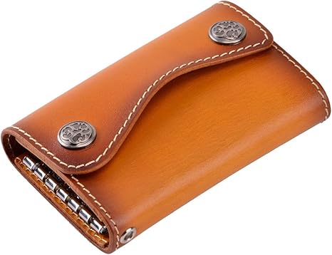 Amazon Co Jp Tarhoo 本革 栃木レザー キーケース メンズ スマートキーケース キーホルダー 3折り6連 4色 カーキ色 ホーム キッチン